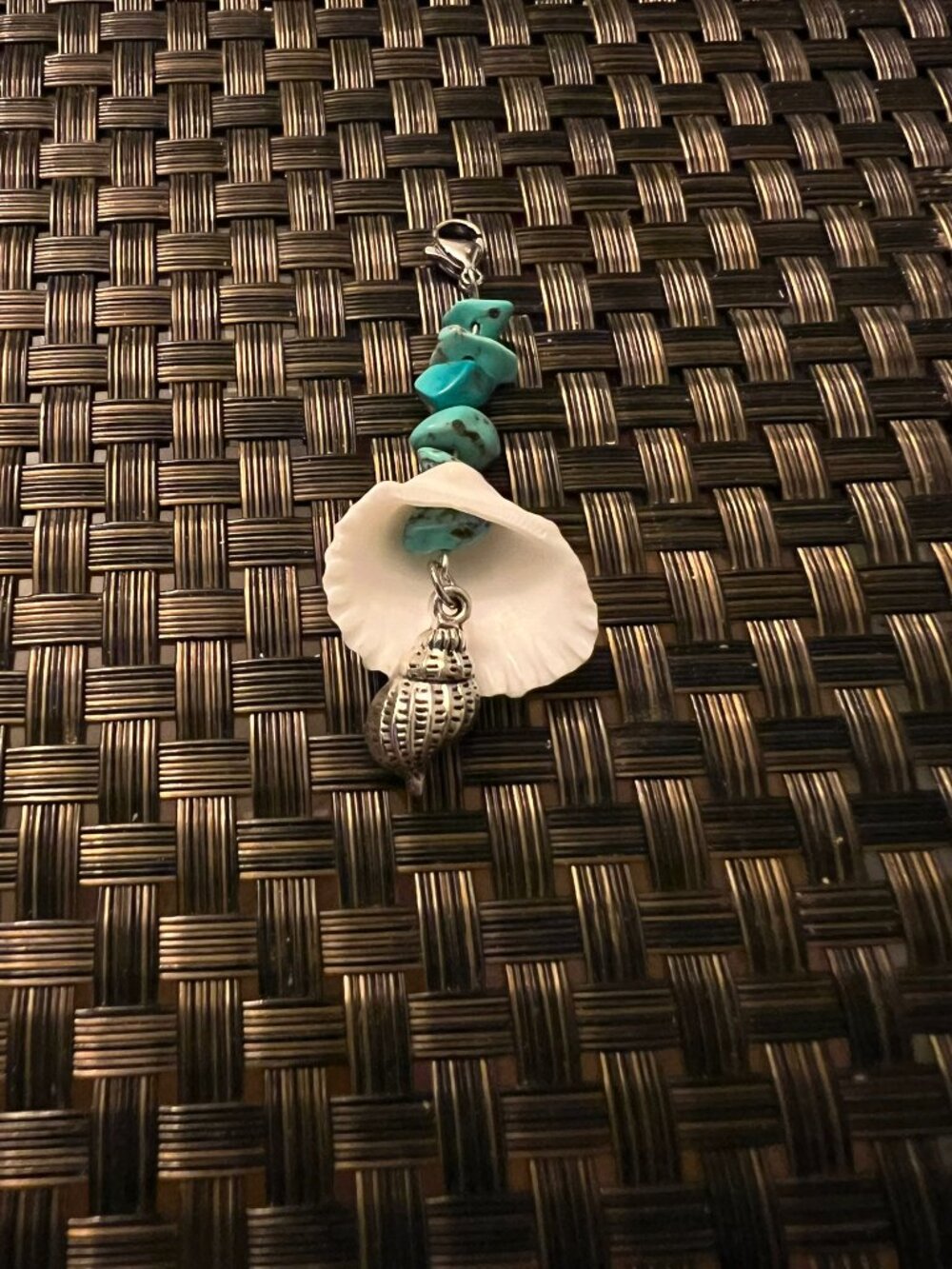 Designs by Forte Handmade Boho Turquoise & Seashell Zipper Charm - Picture 2 of 5